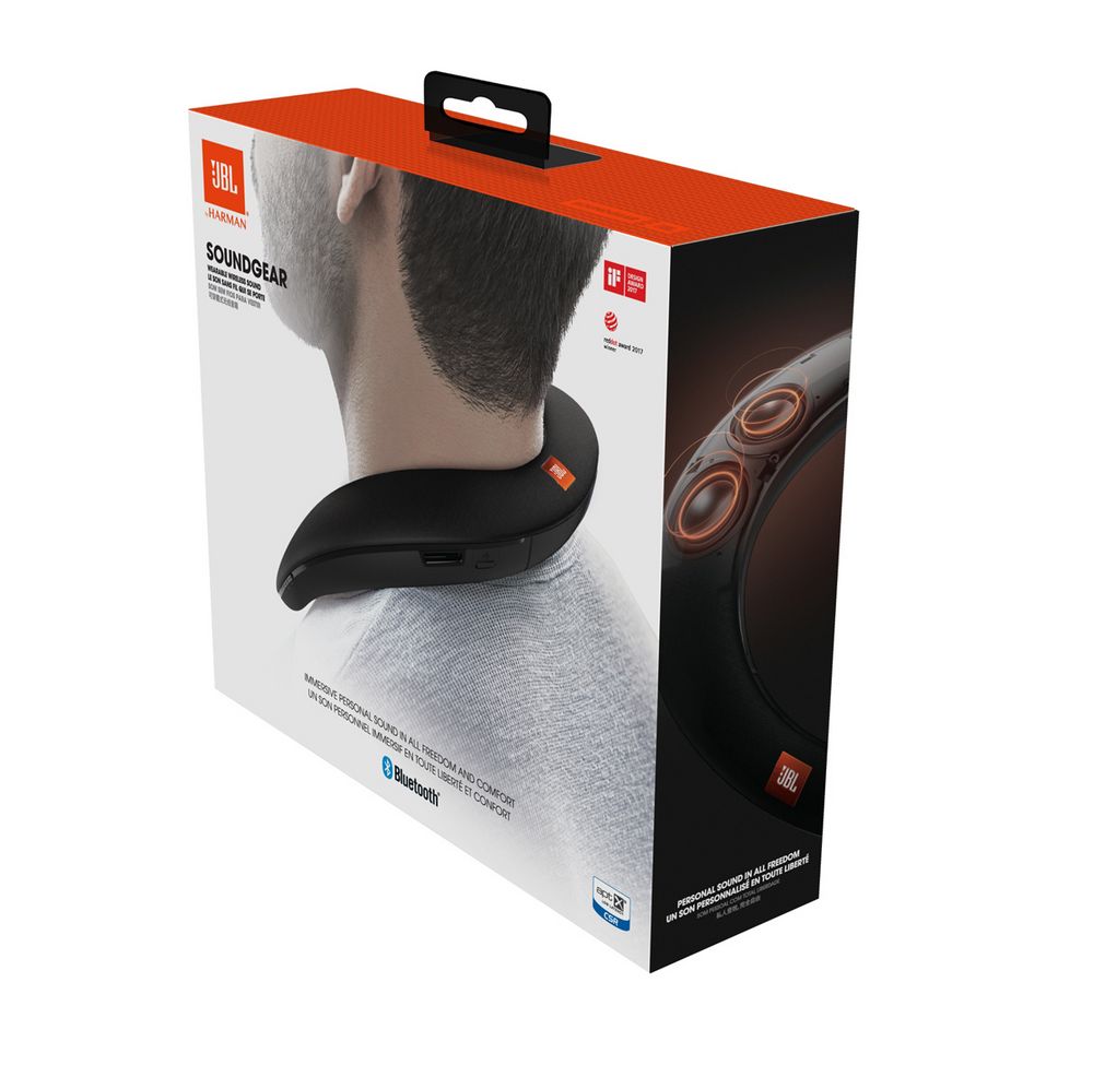 Беспроводная нашейная колонка JBL Soundgear, черная с логотипом купить в Уфе  (G-19108.30)