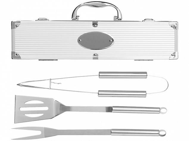 Набор для барбекю в кейсе: лопатка, щипцы, вилка «Salvy» с логотипом в Уфе заказать по выгодной цене в кибермаркете AvroraStore