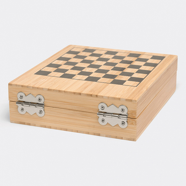 Винный набор BAMBOO CHESS с шахматной игрой, коричневый с логотипом в Уфе заказать по выгодной цене в кибермаркете AvroraStore