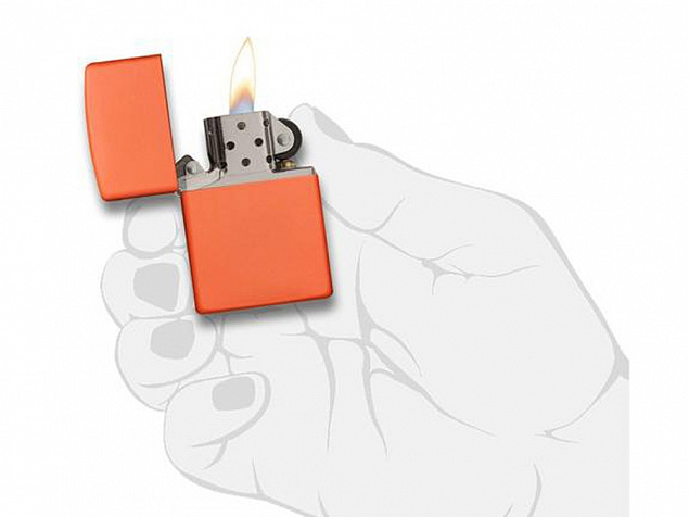 Зажигалка ZIPPO Classic с покрытием Orange Matte с логотипом в Уфе заказать по выгодной цене в кибермаркете AvroraStore