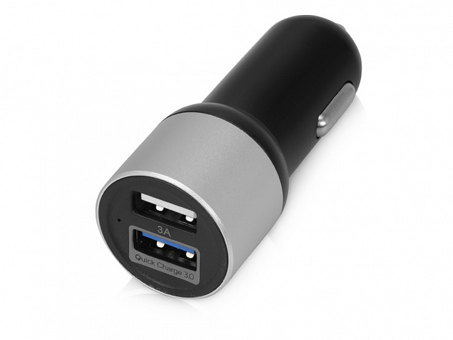 Адаптер автомобильный USB с функцией быстрой зарядки QC 3.0 TraffIQ с логотипом в Уфе заказать по выгодной цене в кибермаркете AvroraStore