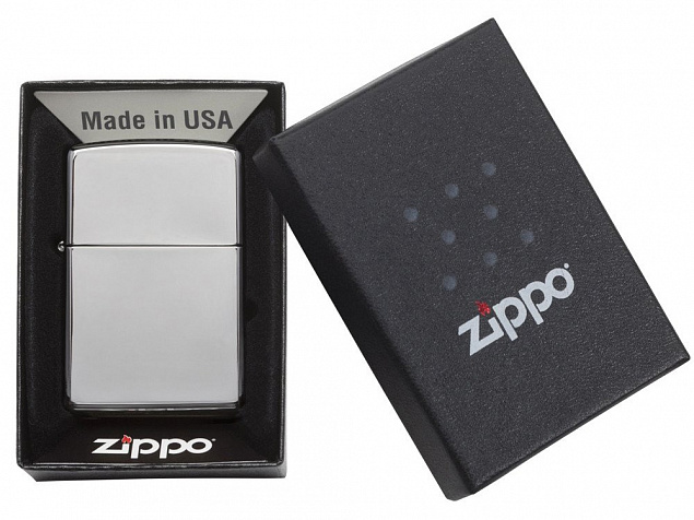 Зажигалка ZIPPO Classic с покрытием High Polish Chrome с логотипом в Уфе заказать по выгодной цене в кибермаркете AvroraStore