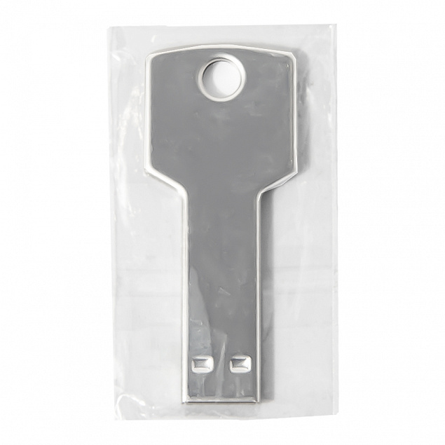 USB flash-карта KEY (16Гб), серебристая, 5,7х2,4х0,3 см, металл с логотипом в Уфе заказать по выгодной цене в кибермаркете AvroraStore