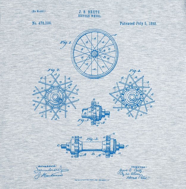 Футболка приталенная Old Patents. Wheel, голубой меланж с логотипом в Уфе заказать по выгодной цене в кибермаркете AvroraStore