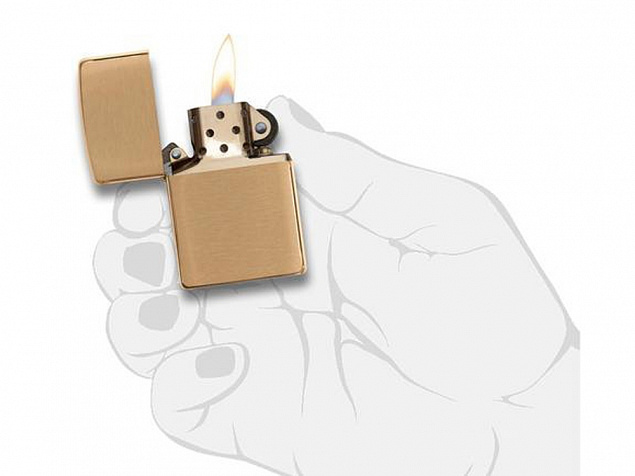 Зажигалка ZIPPO с покрытием Brushed Brass с логотипом в Уфе заказать по выгодной цене в кибермаркете AvroraStore