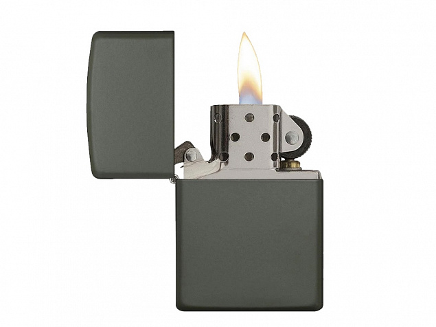 Зажигалка ZIPPO Classic с покрытием Green Matte с логотипом в Уфе заказать по выгодной цене в кибермаркете AvroraStore