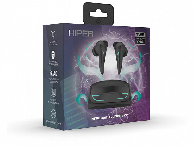 Беспроводные наушники HIPER TWS Mercury X14 (HTW-MX14) Bluetooth 5.1 гарнитура, Черный с логотипом в Уфе заказать по выгодной цене в кибермаркете AvroraStore